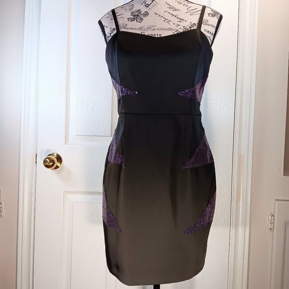 Forever 21 NWOT Black Purple Sequins Cocktail Formal Mini Dress Women's Size M - Picture 1 of 16